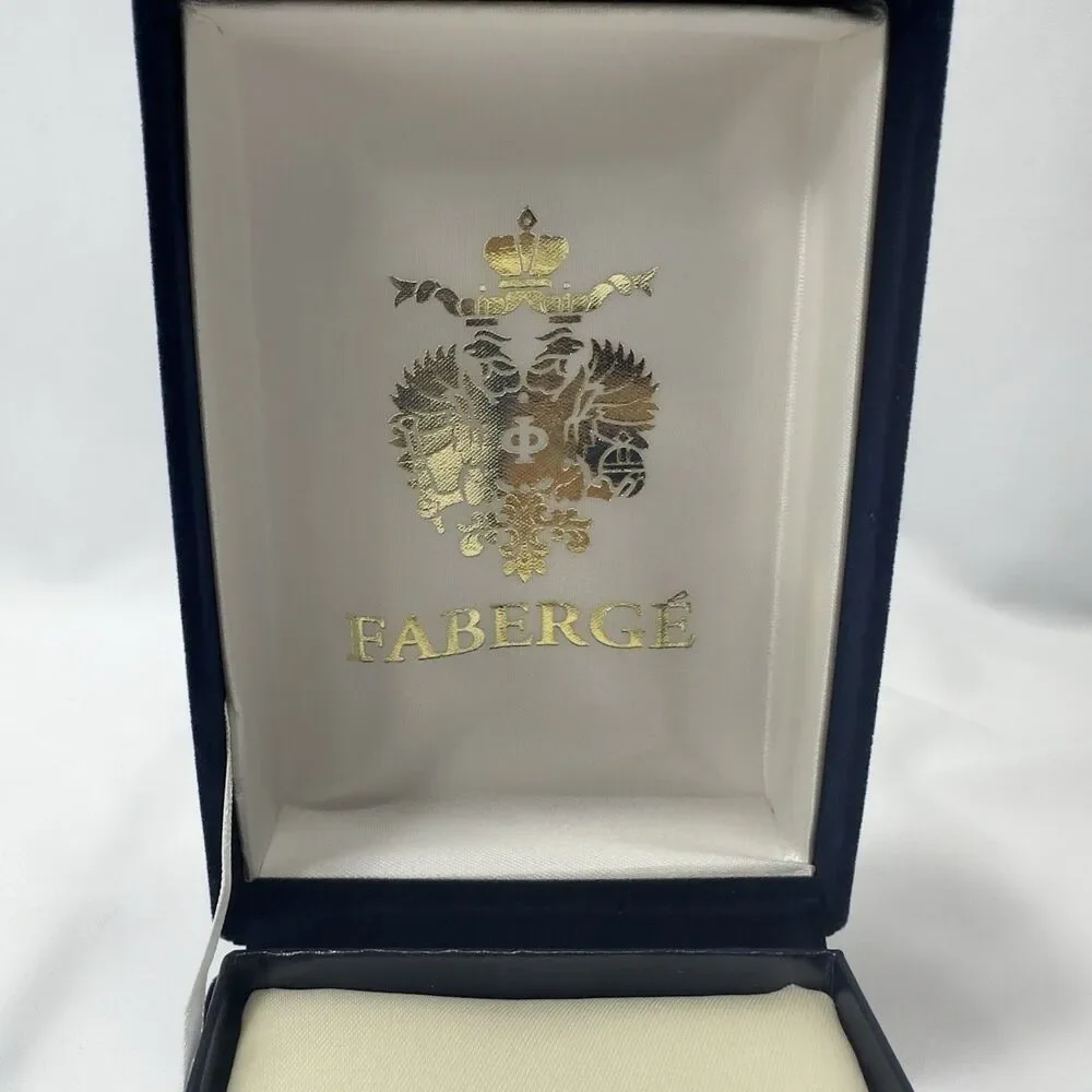Faberge Blue Velvet  Presentation Box White Satin Lining Gold Brass Hinges